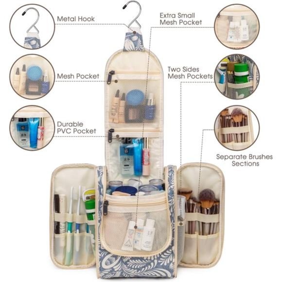 Hanging Travel Toiletry Bag Cosmetic Make up Organizer for Women and Men - Picture 4 of 6